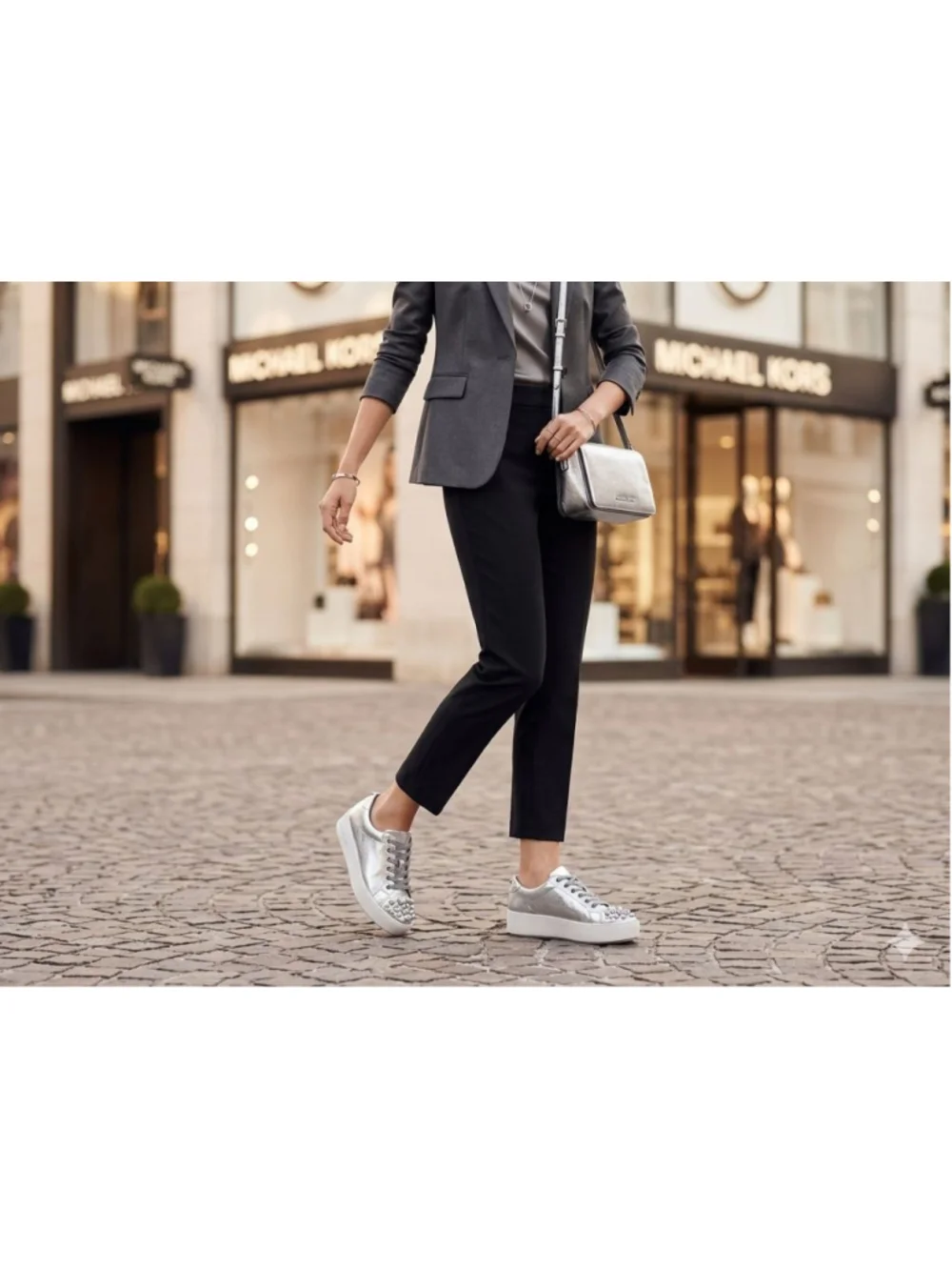 MICHAEL Michael Kors Poppy metallic platform sneakers w/studded pearl & crystals